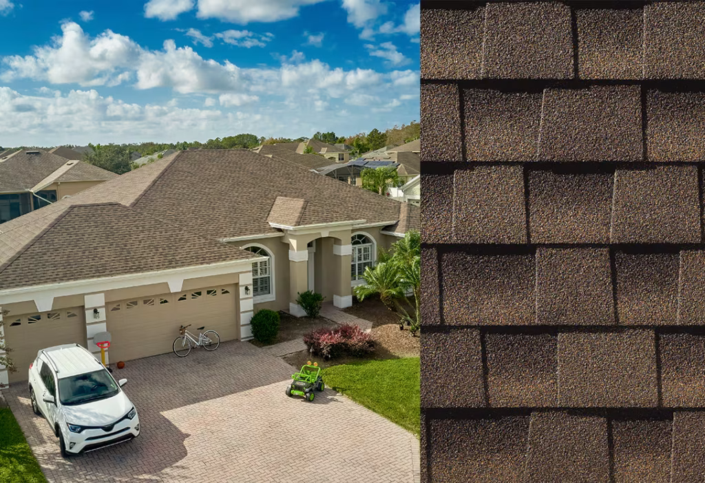 Champion Forest Exteriors installing GAF Timberline roofing shingles on a home providing reliable protection and dimensional architectural style.